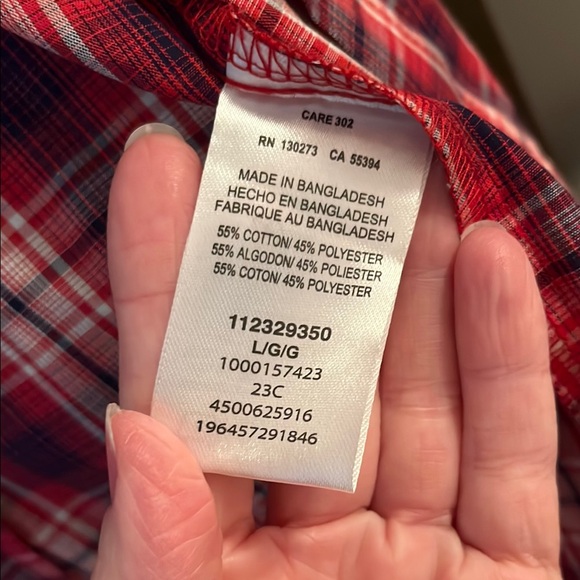 🐴Wrangler Red Plaid Short Sleeve Shirt - Picture 4 of 5